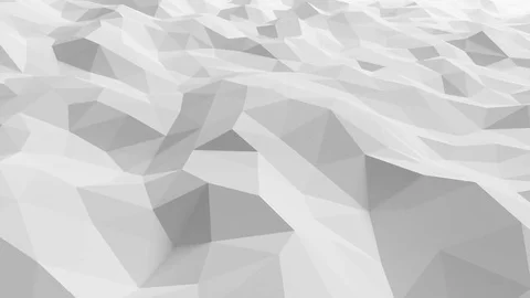 Beautiful White Polygonal Surface Waving in Looped 3d Animation. Stock Footage 72032087