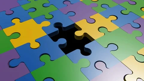 Beautiful White Puzzles on Surface in Seamless 3d Animation. Abstract Motion Stock-Footage 336248574
