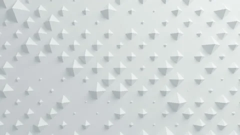 Beautiful White Pyramids on Surface Morphing in Seamless 3d Animation. Abstract Stock Footage 90428304