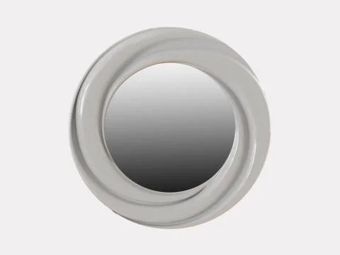 Beautiful white round mirror on a white background 3d rendering Stock Illustration