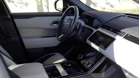 Beautiful White Salon Range Rover Velar. Stock Footage 254816009
