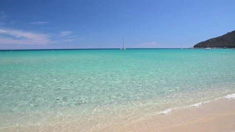 The beautiful white sand beach Cala Sinzias, South Sardinia, Italy Stock Footage 285771194