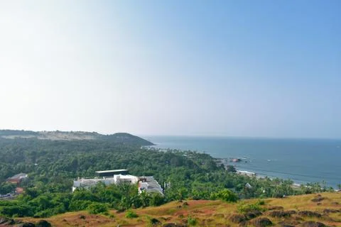 A beautiful white structure between the forest in top of a hill Stock Photos