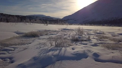 Beautiful white valley covered with thick frozen snow Video stock 112531872