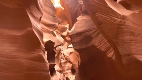 Beautiful wide angle view Lower Antelope Canyon of amazing sandstone formatio Stock Photos
