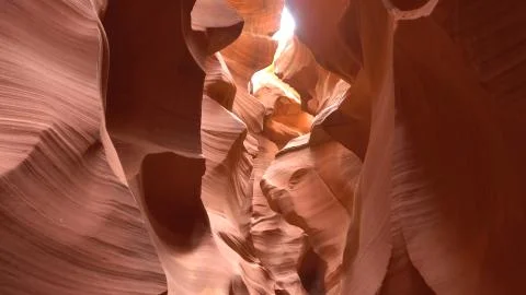 Beautiful wide angle view Lower Antelope Canyon of amazing sandstone formatio Stock Photos
