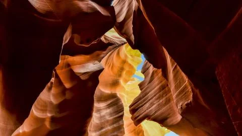 Beautiful wide angle view Lower Antelope Canyon of amazing sandstone formatio Stock Photos