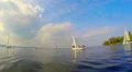 Beautiful wide view of many sailing yachts on water, regatta HD Footage