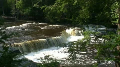Beautiful Wide Waterfall Stock Footage 21302322