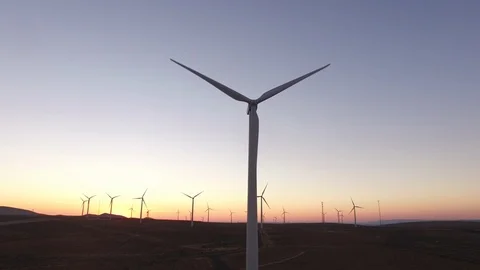 Beautiful wind farm at sunset 스톡 동영상 104215128