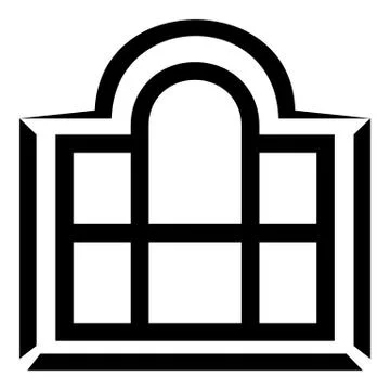 Beautiful window frame icon, simple black style Ilustración de archivo