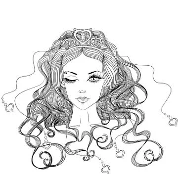 Beautiful winking gir Stock Illustration