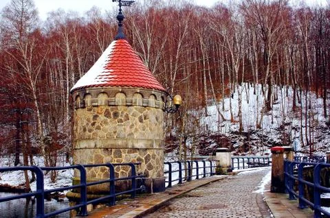 Beautiful  winter bridge Stock Photos