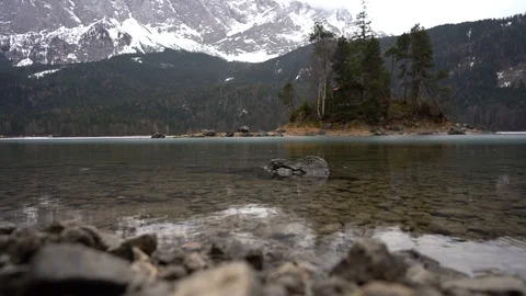 Beautiful winter day at the Eibsee Stock Footage 125849969