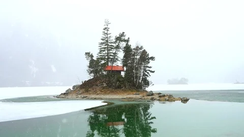Beautiful winter day at the Eibsee Stock Footage 125852026
