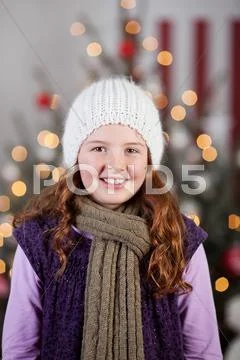 Beautiful winter girl at Christmas Stock Photos
