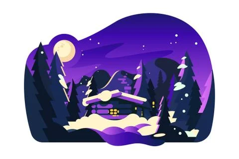 Beautiful winter hut Stock Illustration