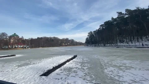Beautiful winter lake in the forest Stock Footage 149665452