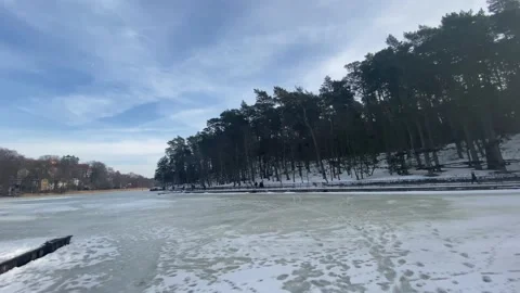 Beautiful winter lake in the forest Stock Footage 149665902