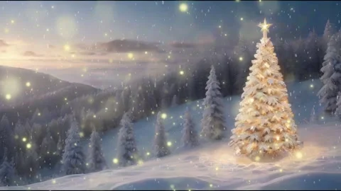 Beautiful winter landscape with falling snow, Happy New Year Background Video stock 257911467
