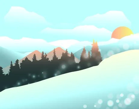 Beautiful Winter Landscape Stock Illustration