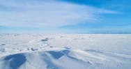 Beautiful Winter Landscape With Snow Covered Lake Baikal Surface. Drone Fly Stock Footage