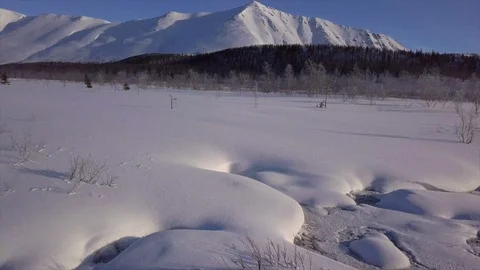Beautiful winter landscape with white flat snowy valley Video stock 112532145