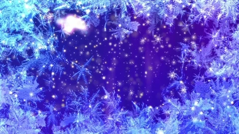 Beautiful winter looping background blue with ice patterns on the window Stock Footage 97841131