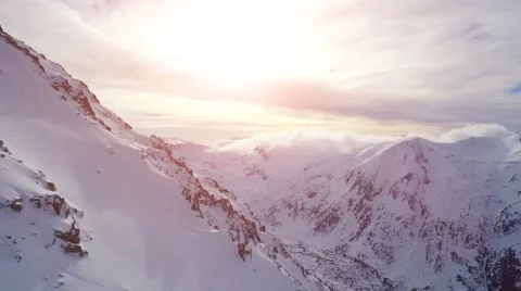 Beautiful Winter Nature Aerial Footage Of Sunset In The Mountains Sunrise Stock Footage