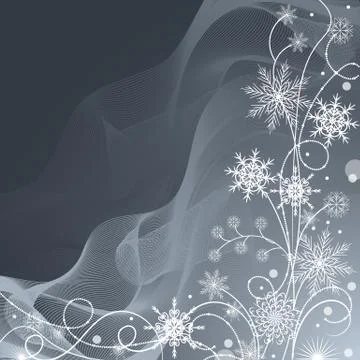 Beautiful winter pattern made of snowflakes on gray background Stock Illustration
