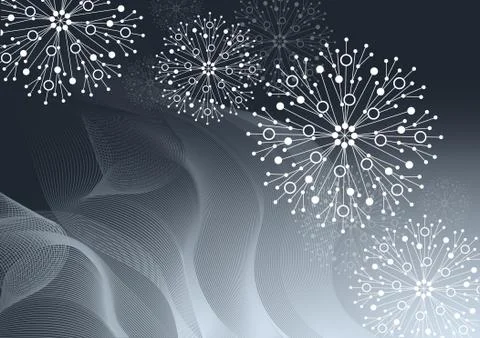 Beautiful winter pattern made of snowflakes on gray background Stock Illustration