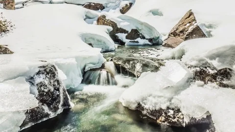 Beautiful Winter River Landscape View Timelapse 4k Stock Footage 75231735