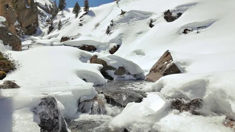 Beautiful Winter River Panorama Stock Footage 75254091
