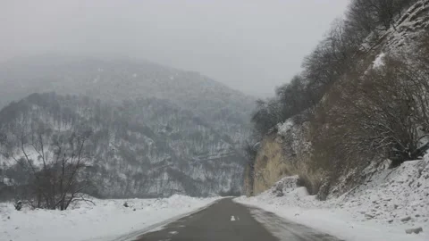A Beautiful Winter Road Between Two Cossack Mountains. Stock-Footage 195935069