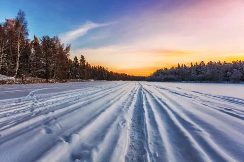 Beautiful winter sunset Stock Photos