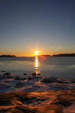 Beautiful winter sunset Stock Photos