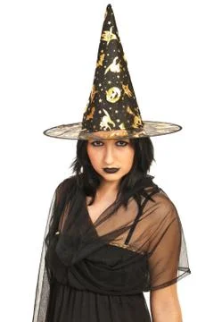Beautiful witch with hat Foto stock