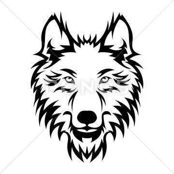 Beautiful wolf tattoo.Vector wolf's head as a design element Stock Illustration