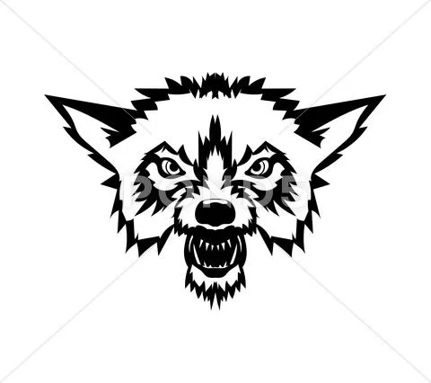 Beautiful wolf tattoo.Vector wolf's head as a design element Stock Illustration