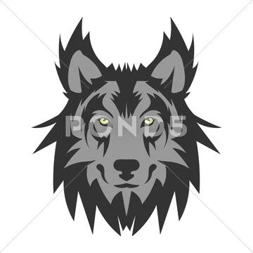 Beautiful wolf tattoo.Vector wolf's head as a design element Stock Illustration