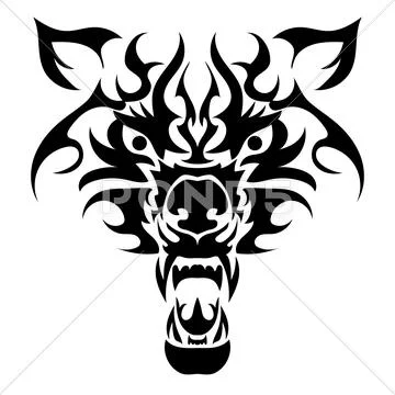 Beautiful wolf tattoo.Vector wolf's head as a design element Stock Illustration