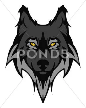 Beautiful wolf tattoo.Vector wolf's head as a design element Stock Illustration