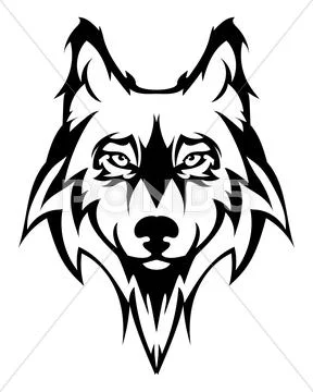 Beautiful wolf tattoo.Vector wolf's head as a design element Stock Illustration