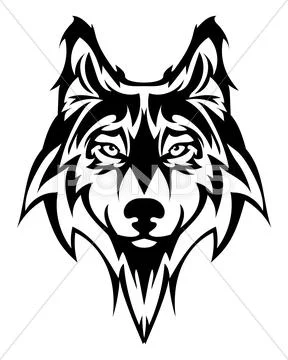 Beautiful wolf tattoo.Vector wolf's head as a design element Stock Illustration