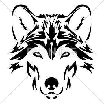 Beautiful wolf tattoo.Vector wolf's head as a design element Stock Illustration