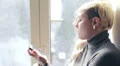 beautiful Woman answers a friendly phone call HD Footage