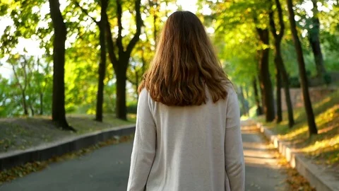 Beautiful woman autumn Stock Footage