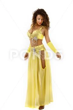 Beautiful woman of belly dancer in specific costume Stock Photos