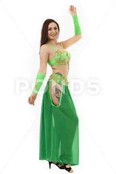 Beautiful woman of belly dancer in specific costume Stock Photos