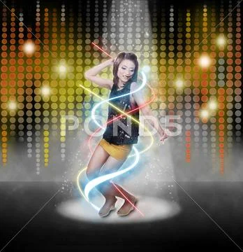 Beautiful woman dancing Stock Illustration
